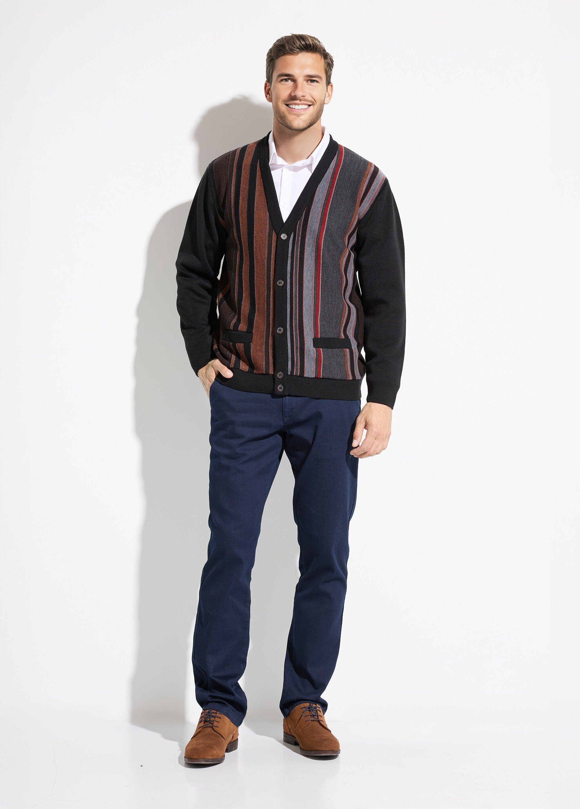 V-neck_buttoned_cardigan_with_jacquard_wool_stripes_Black_SF1_slim