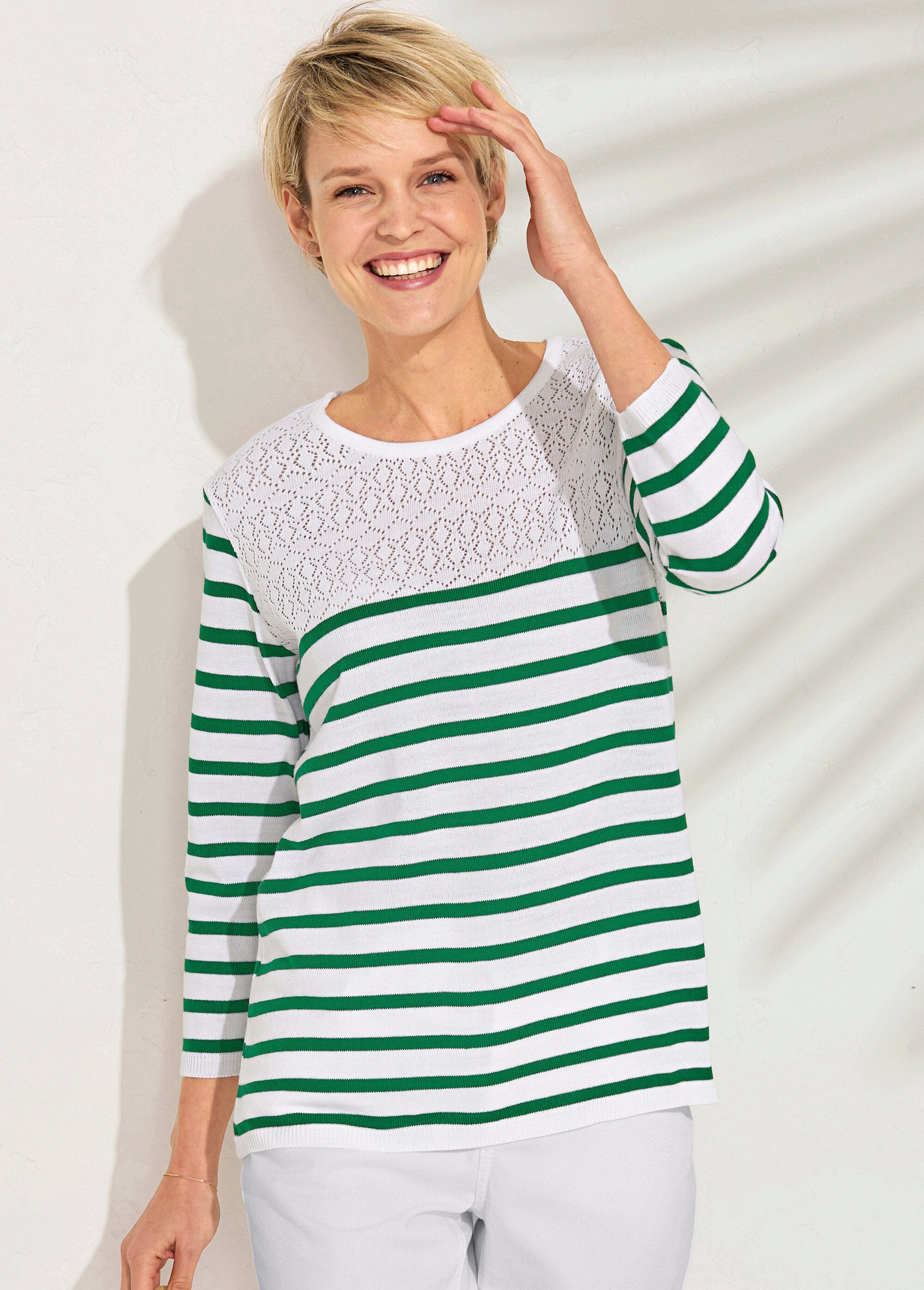 Striped_sweater_with_openwork_knit_round_neck_Green_stripe_FA1_slim