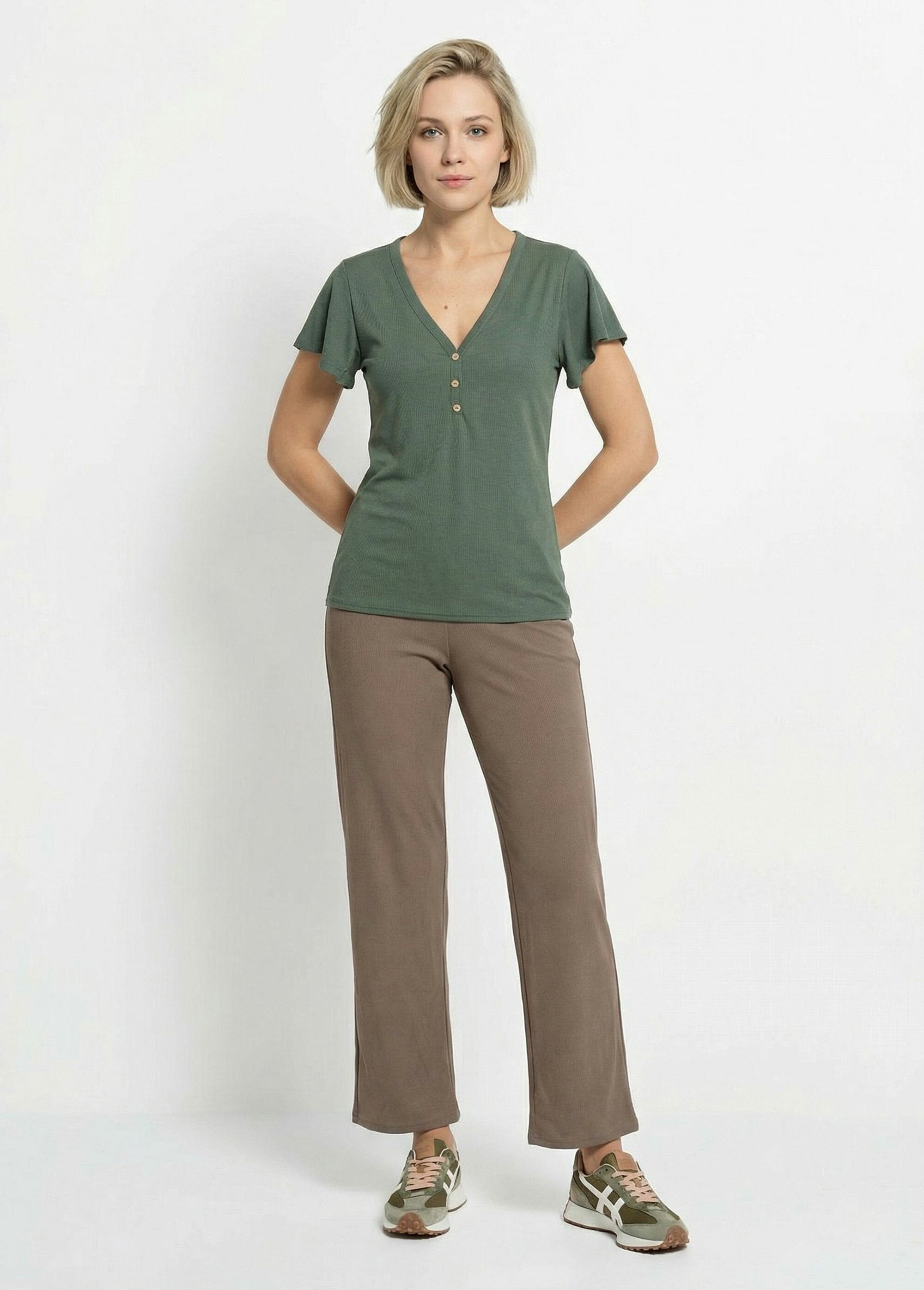 Ribbed_jersey_V-neck_T-shirt,_Essential_Khaki_SF1_slim