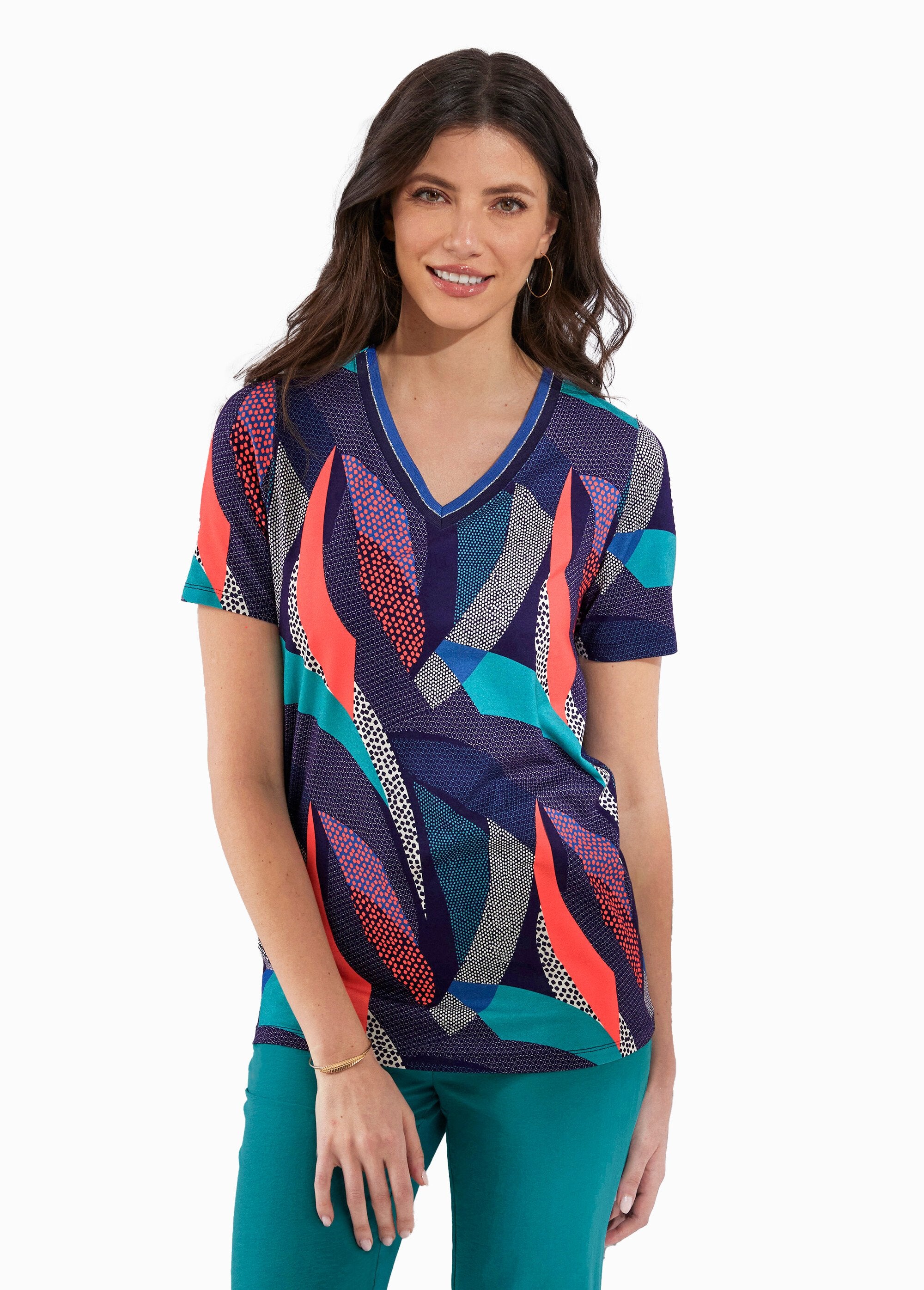 V-neck_jersey_t-shirt_with_iridescent_braid_Blue_and_emerald_FA1_slim