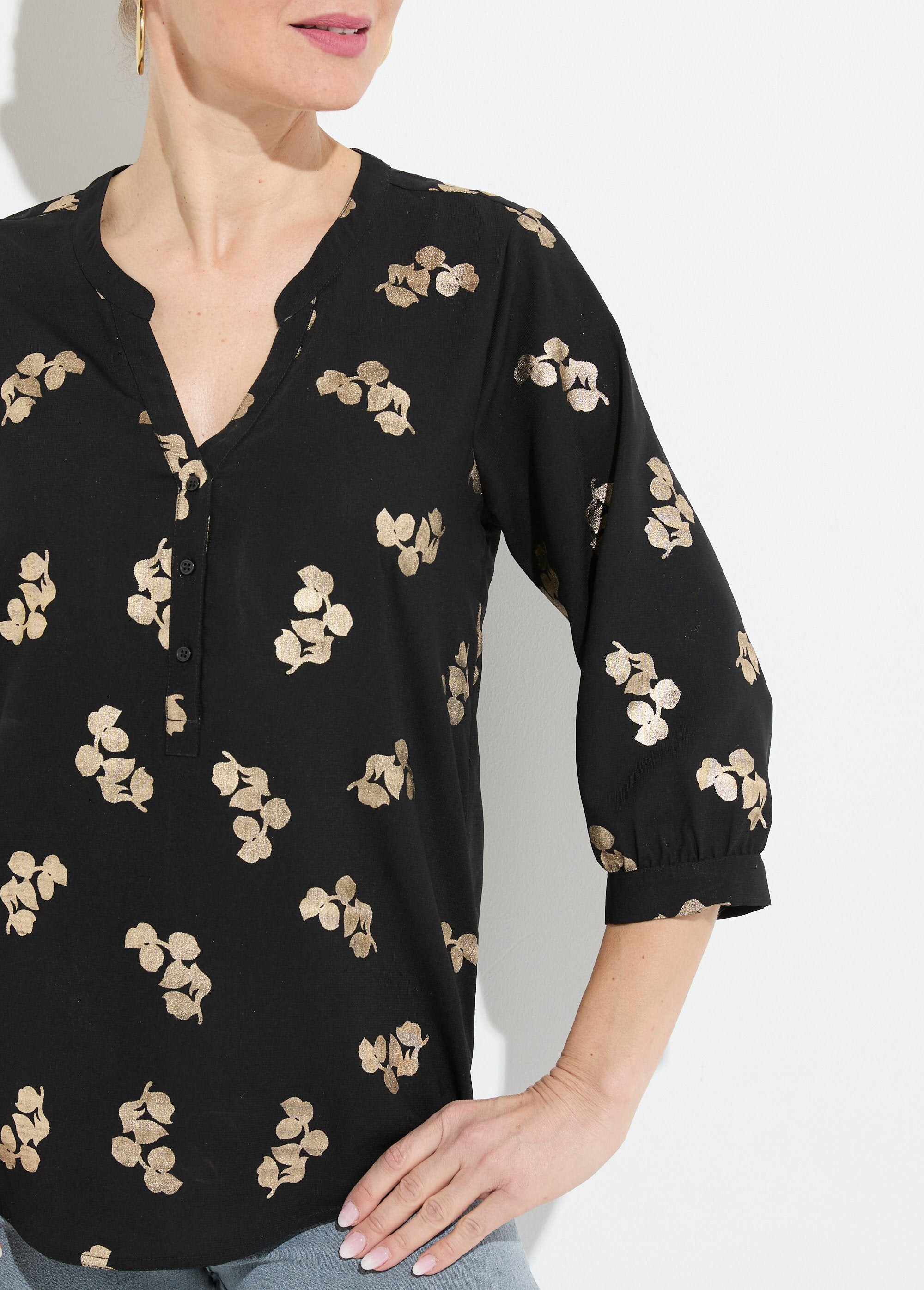 Loose-fitting_button-down_tunic_with_3/4-length_sleeves_Black_DE1_slim