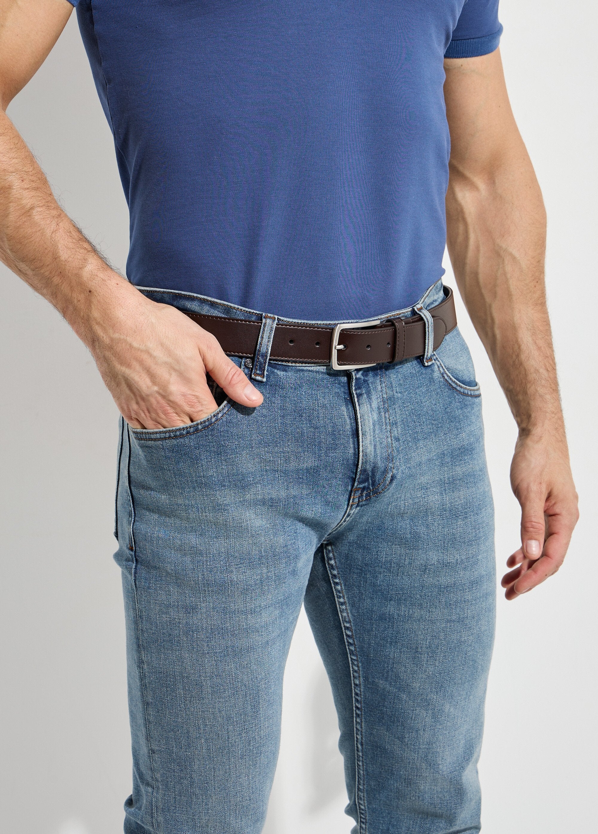 Genuine_leather_belt,_metal_buckle_Brown_FA1_slim