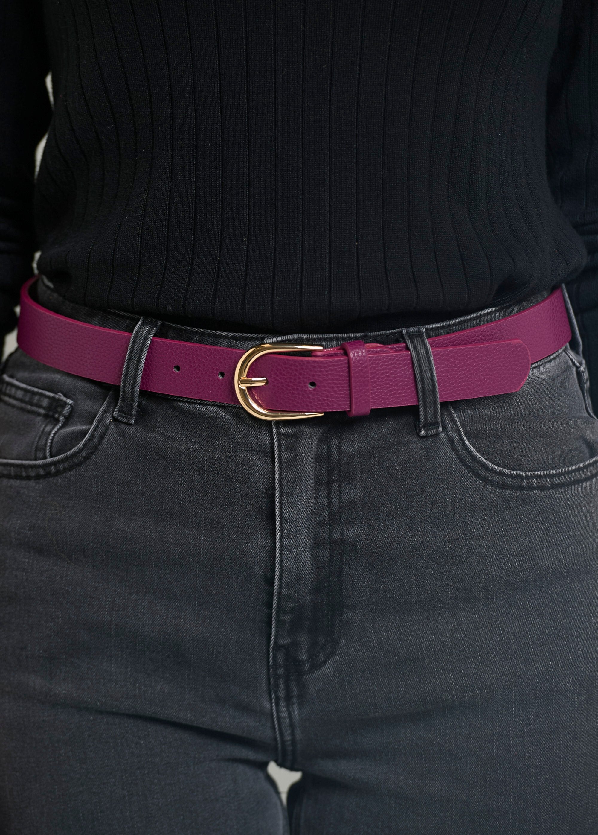 Ceinture_imitation_cuir_boucle_métal_Prune_DE1_slim