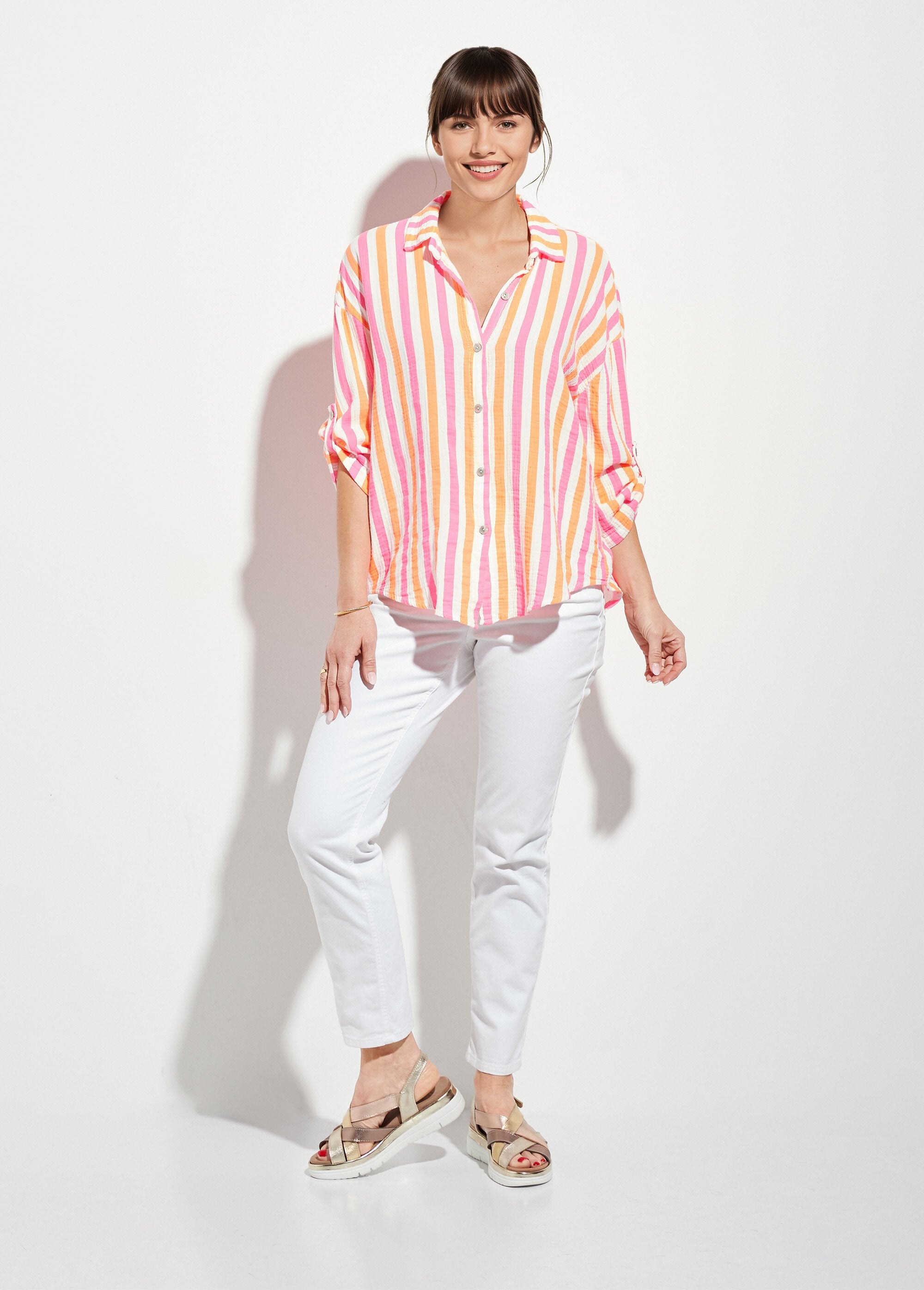Cotton_gauze_blouse_with_fluorescent_stripes_Orange_and_pink_SF1_slim