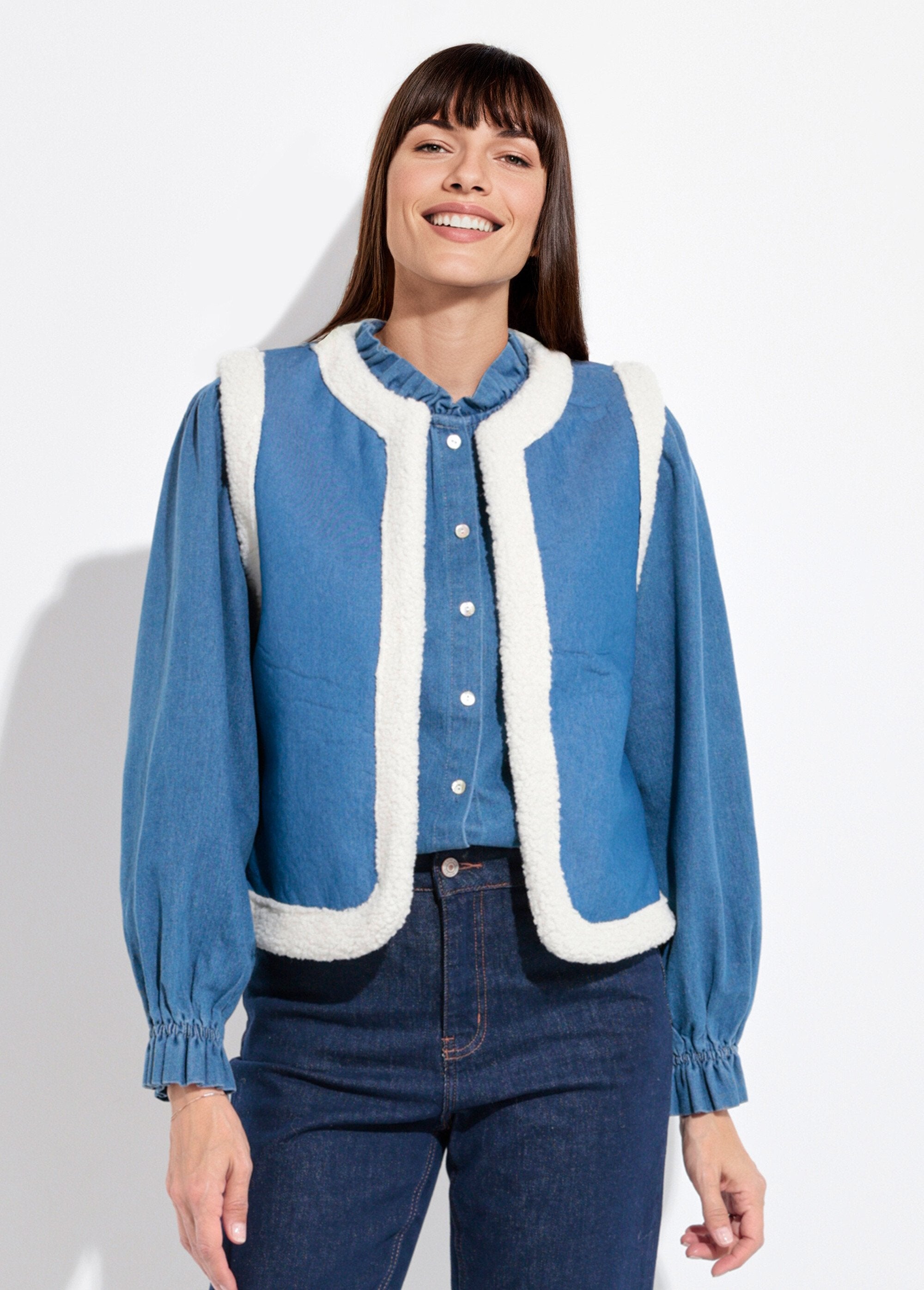 Gilet_berger_denim_façon_mouton_retourné_Bleu_FA1_slim