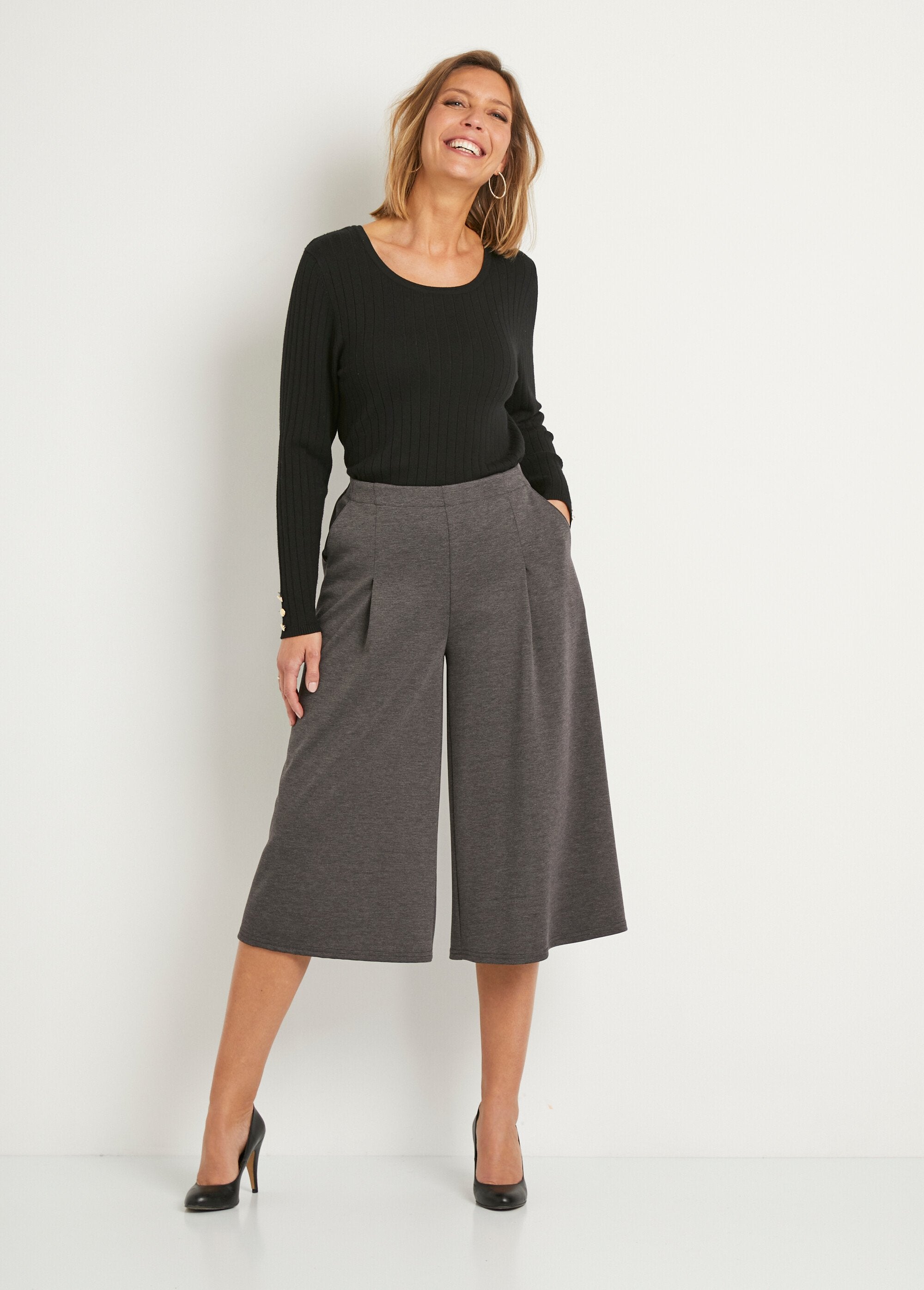 Milano_mesh_semi-elasticated_waist_culottes_Anthracite_SF1_slim