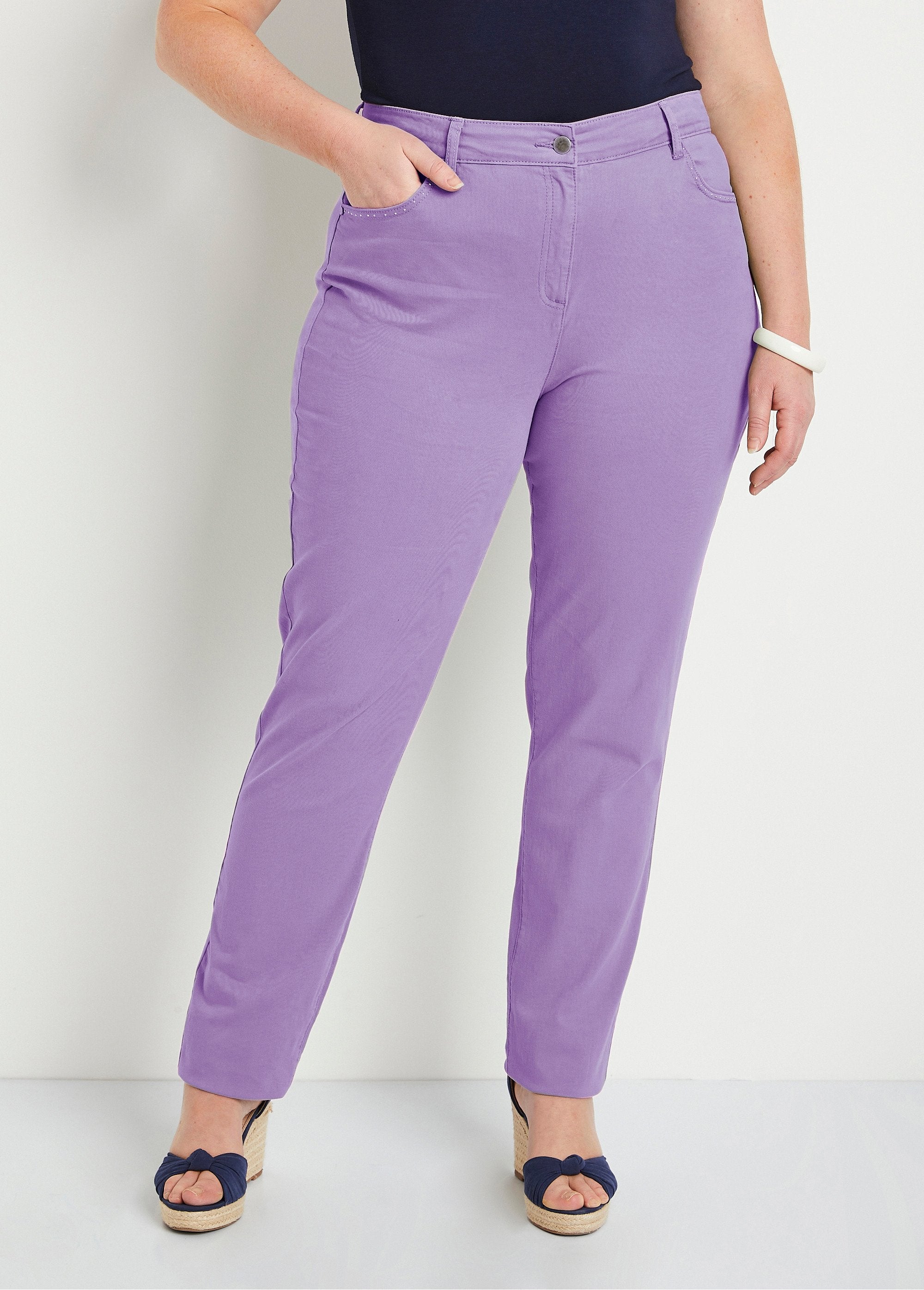 Stretch_cotton_5-pocket_straight_pants_Purple_FA1_curvy