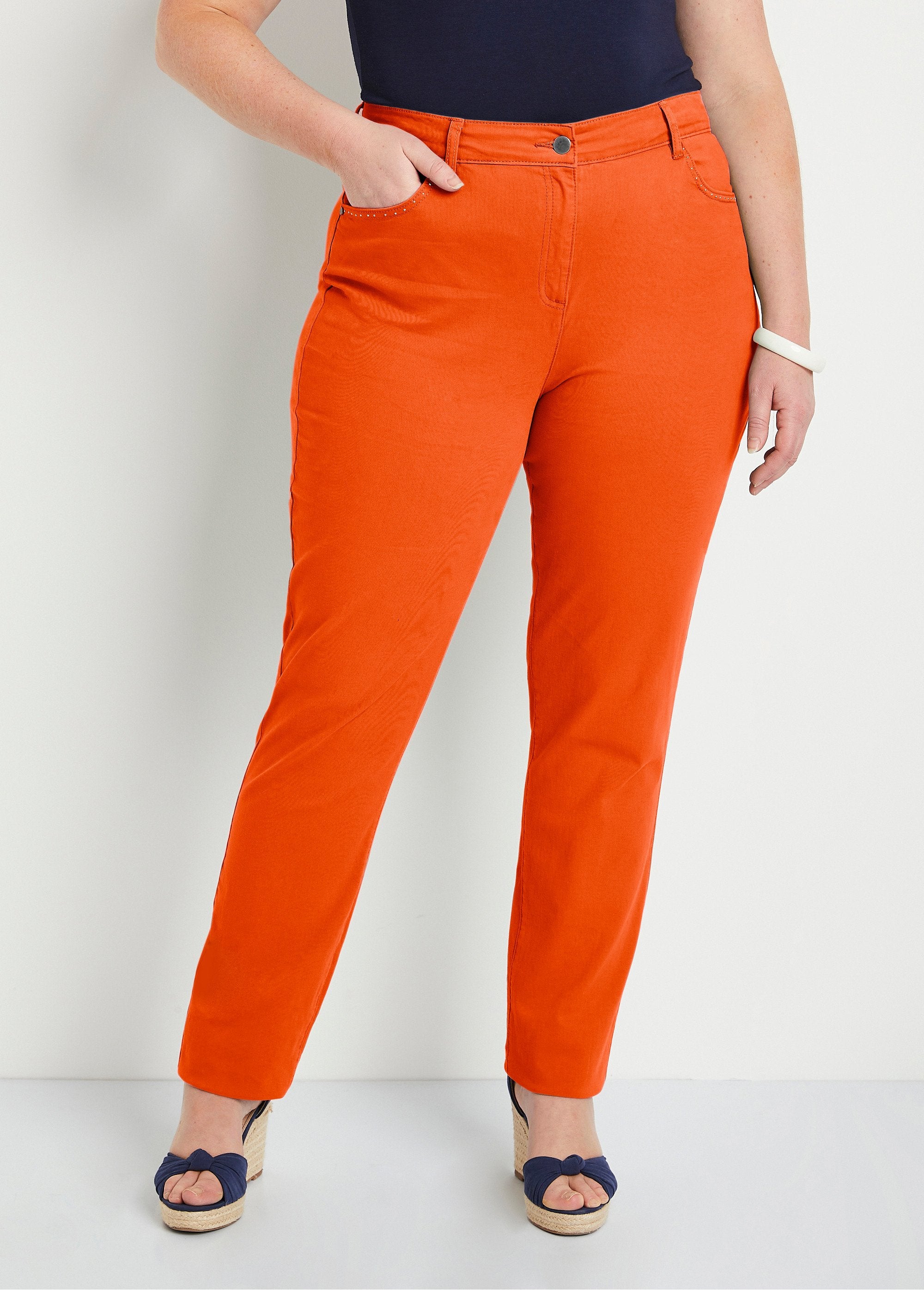 Stretch_cotton_5-pocket_straight_pants_Orange_FA1_curvy