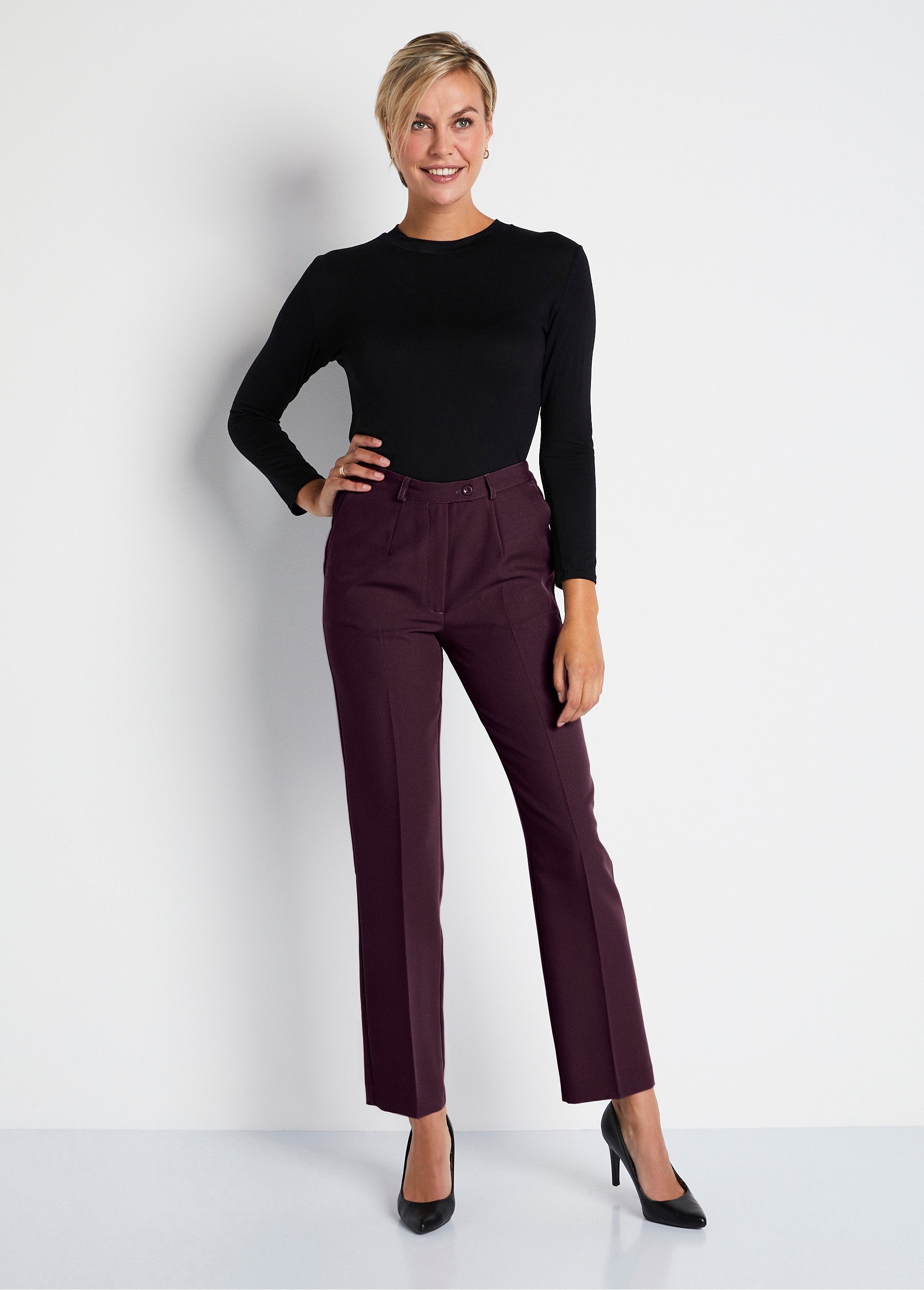 Straight_pants_with_semi-elasticated_waist,_wrinkle-free_fabric_Plum_SF1_slim