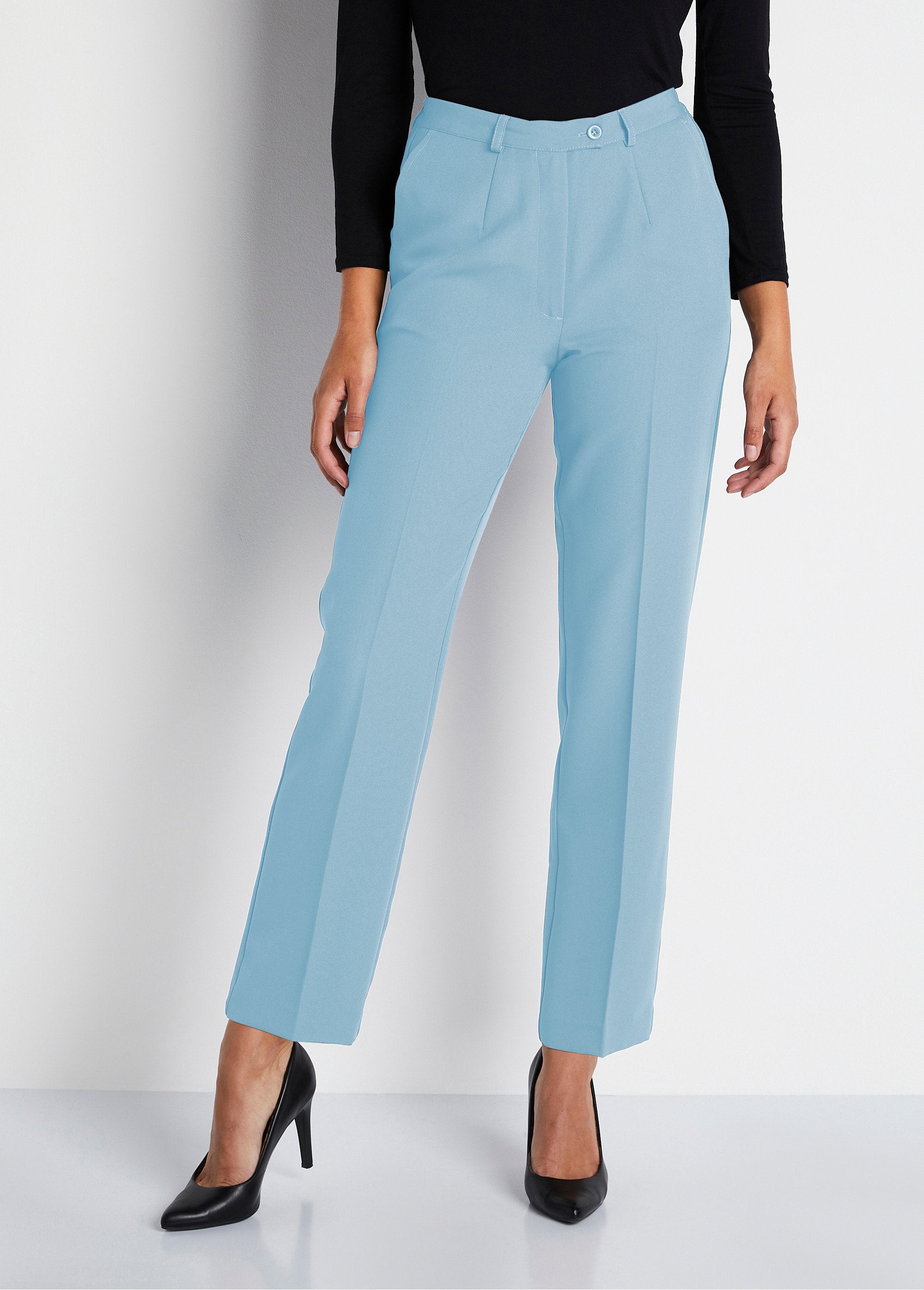 Pantalon_droit_taille_semi-élastiquée_tissu_infroissable_Bleu_FA1_slim