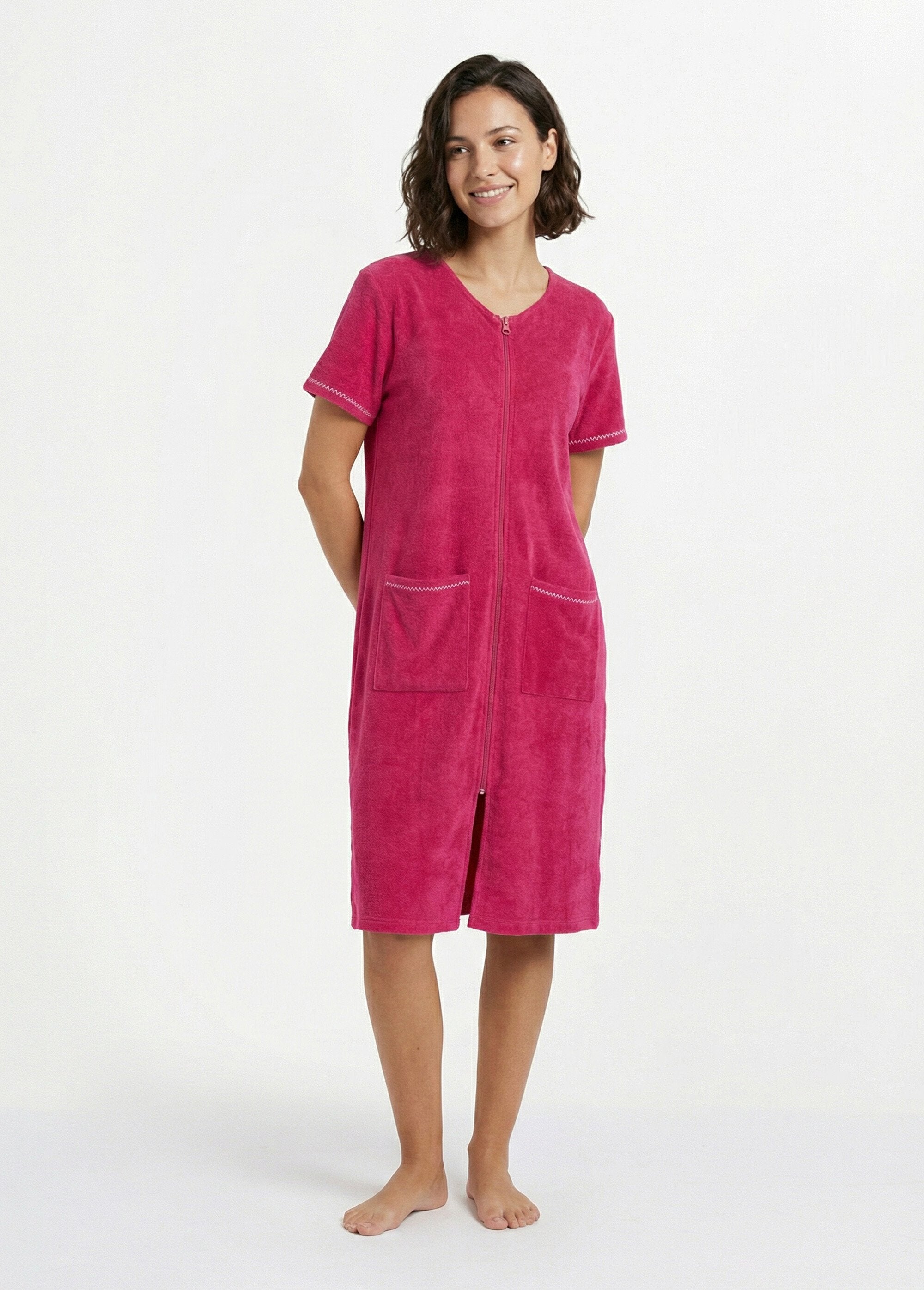 Plain_cotton_terry_bathrobe_with_zip_Pink_FA1_slim