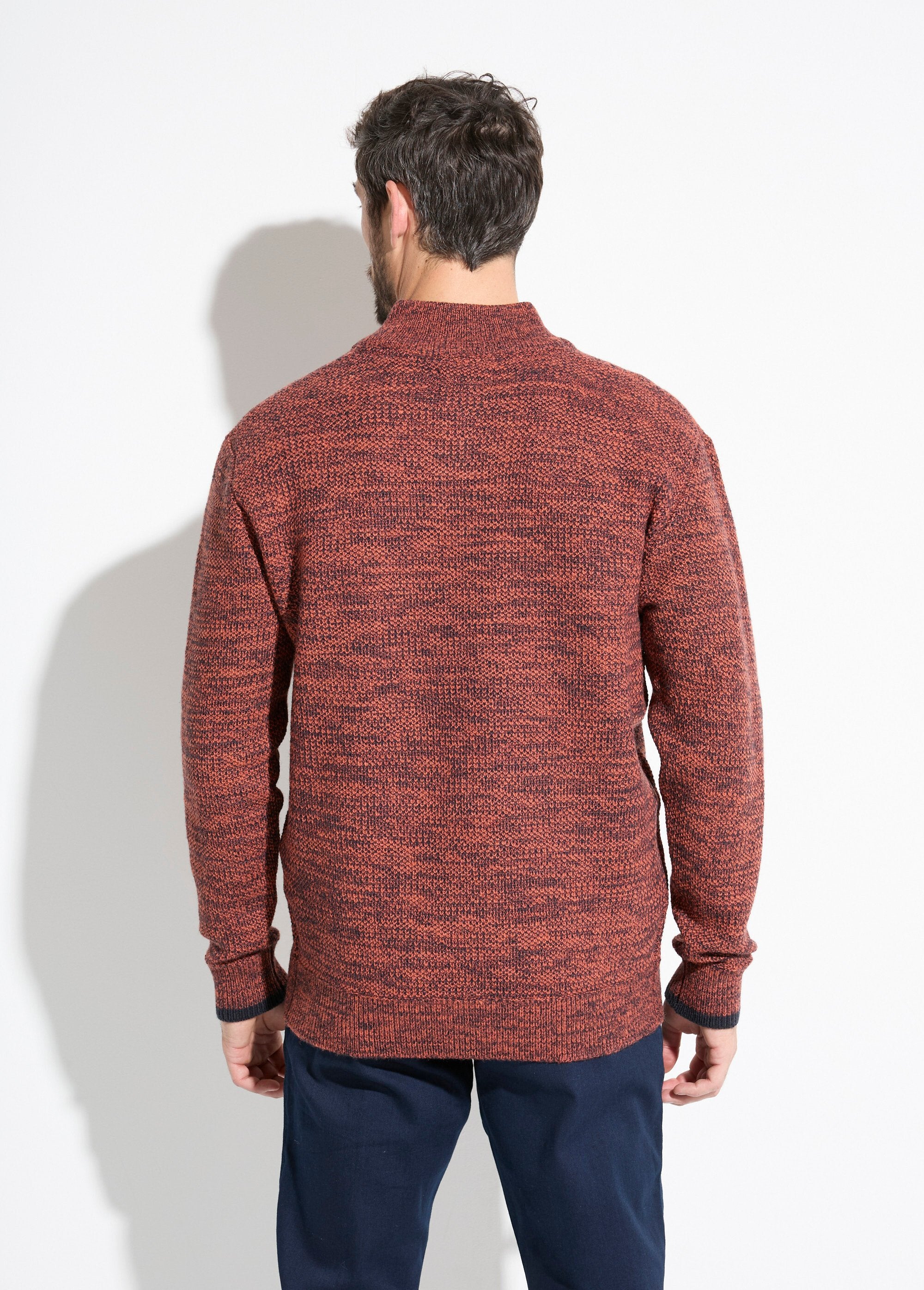 Pull_col_montant_zippé_maille_chinée_laine_Brique_DO1_slim