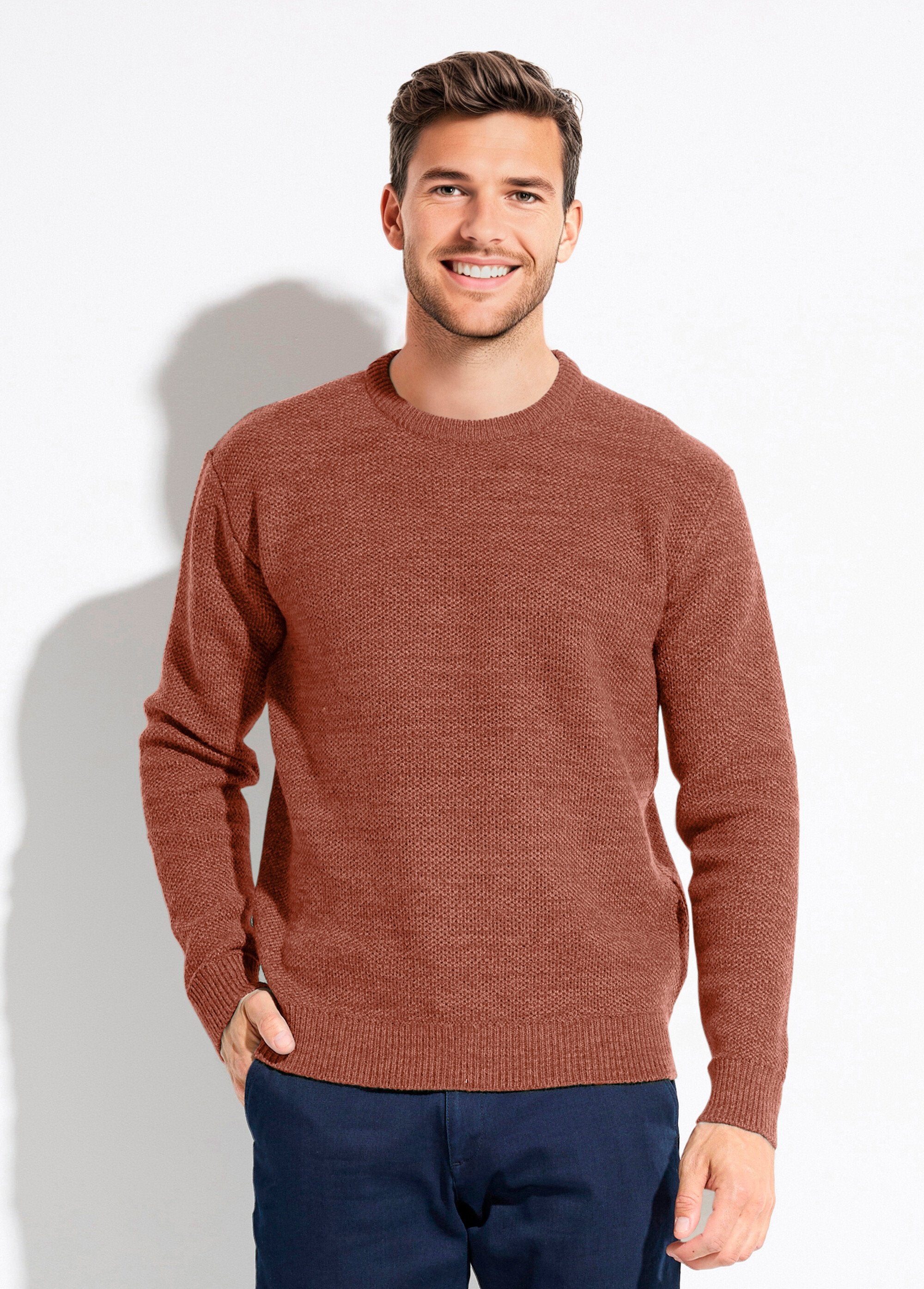 Pull_col_rond_maille_chinée_laine_manches_longues_Brique__FA1_slim