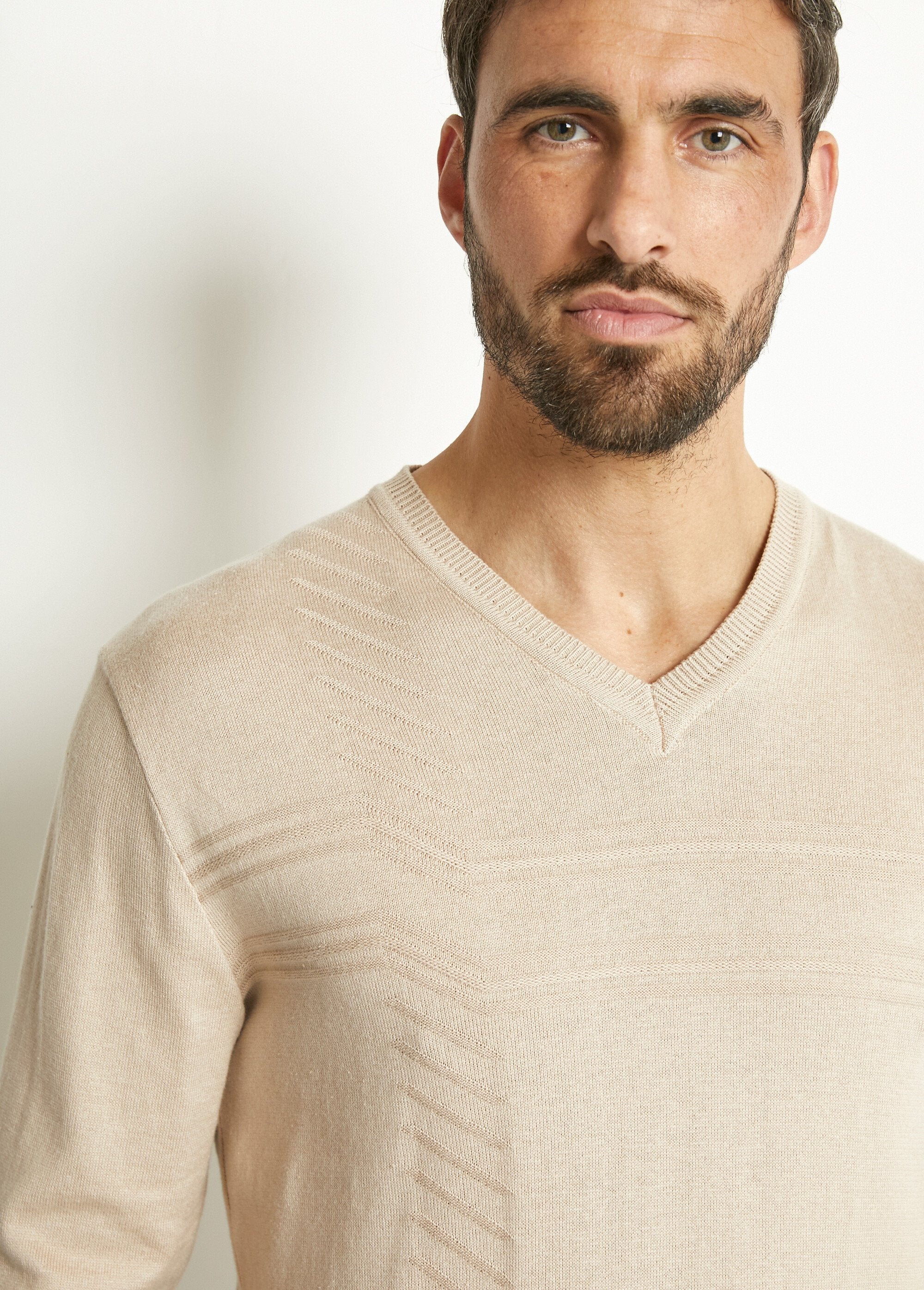 Long-sleeved_cotton_V-neck_sweater_Beige_DE1_slim