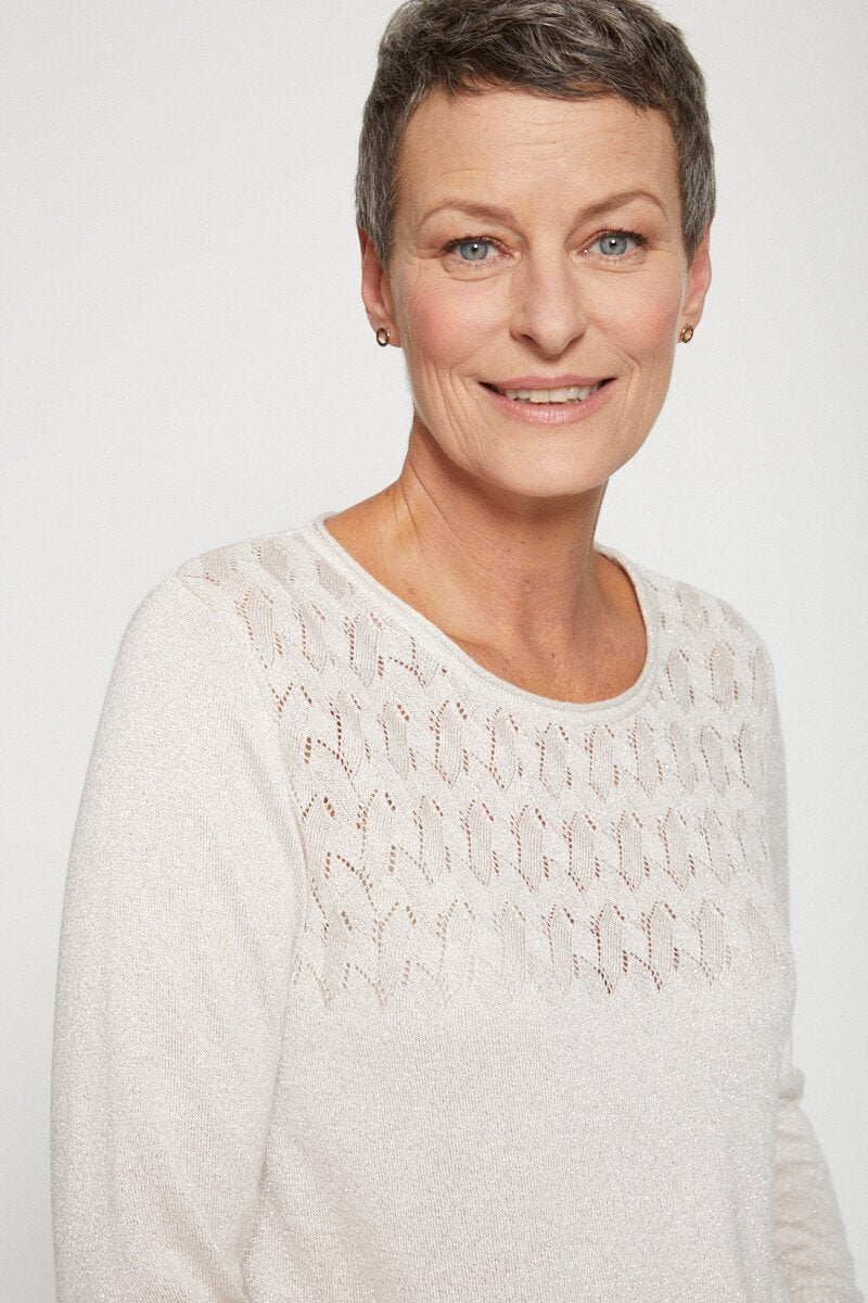 Pull_manches_3/4_maille_brillante_Beige_nacre_DE1_slim