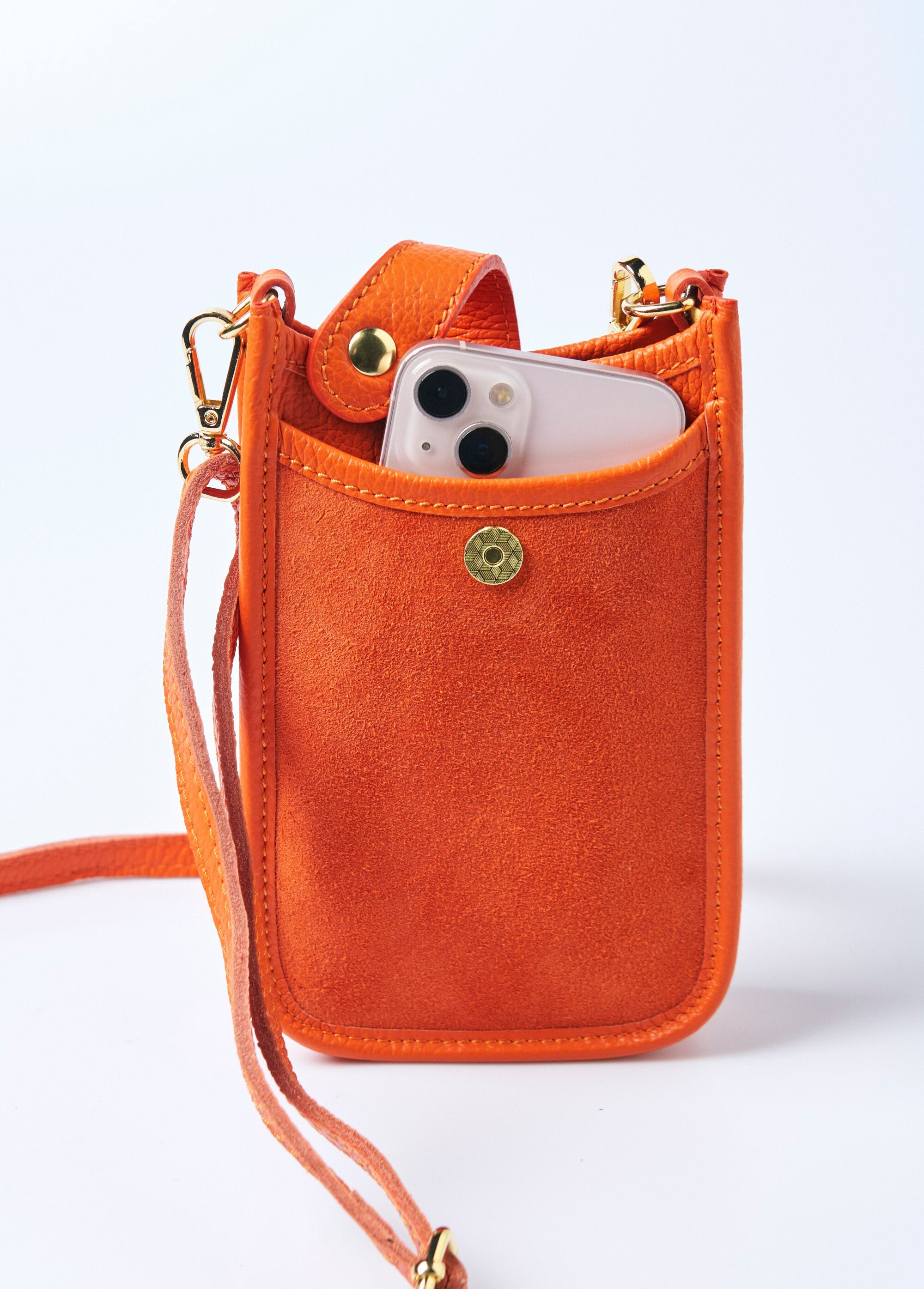 Sac_pochette_cuir_bandoulière_pour_smartphone_Orange_DE2_slim