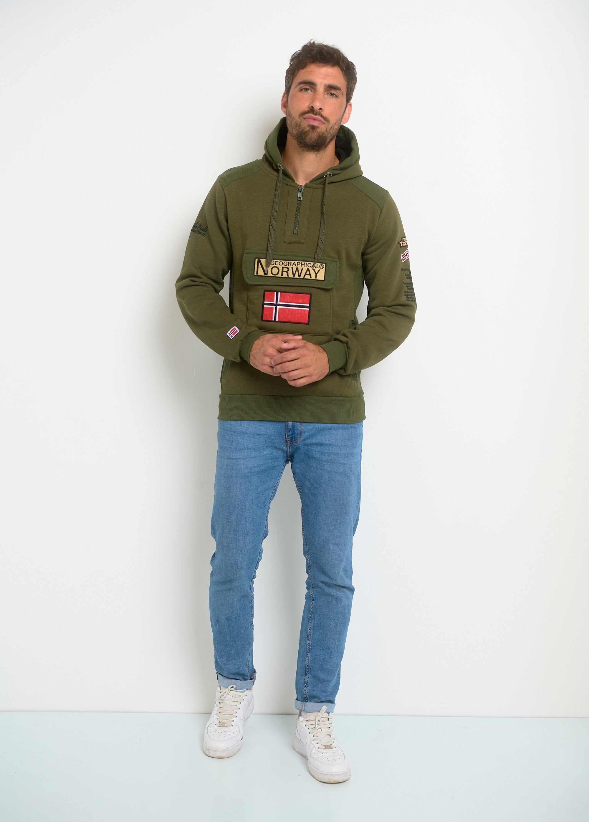 Long_sleeve_half_zip_hoodie_Khaki_SF1_slim