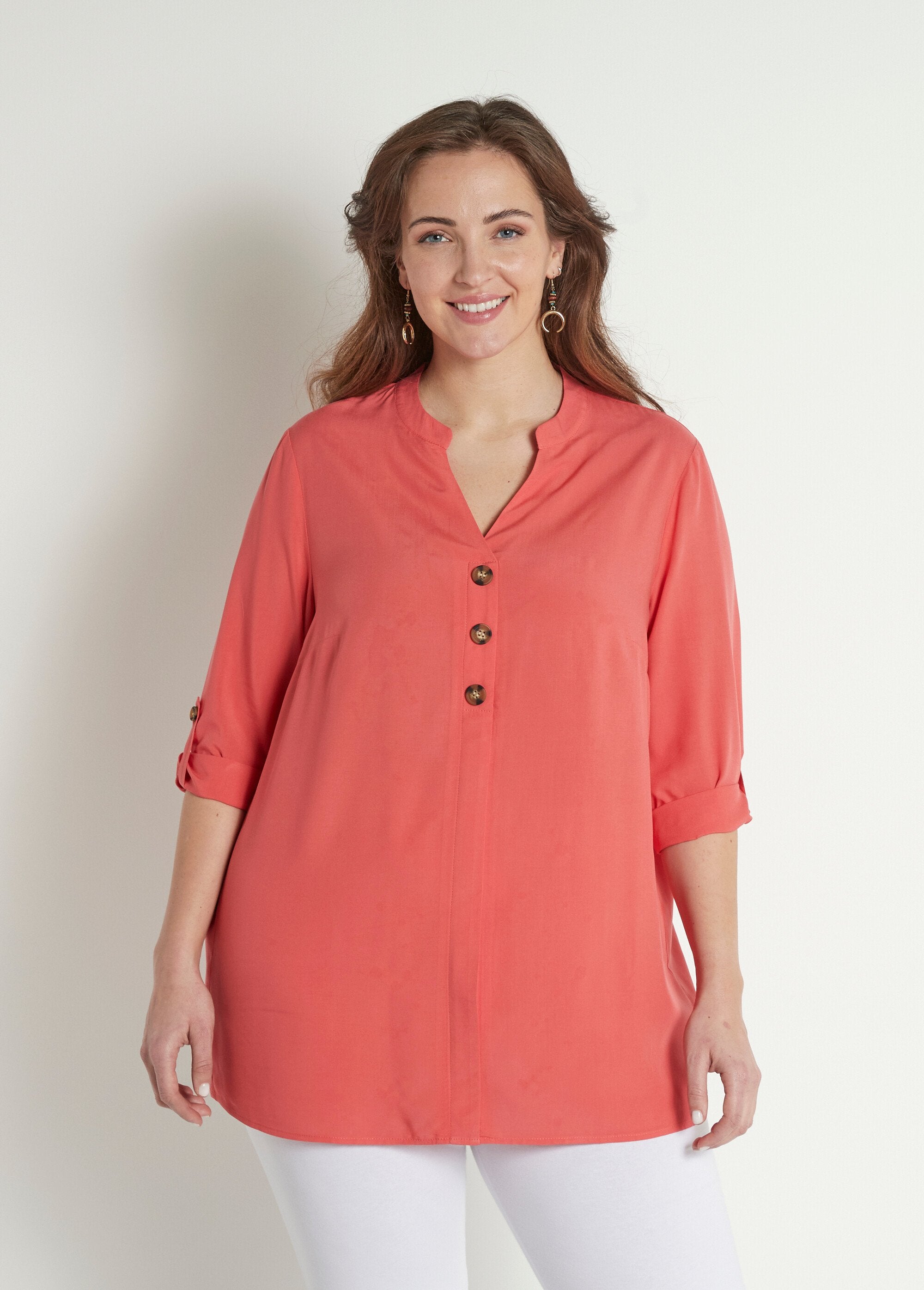 Loose_long_tunic_with_3/4_sleeves_Coral_FA1_curvy